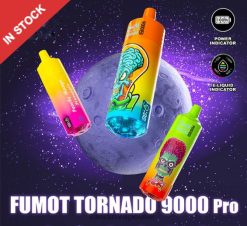 RandM Disposable Vape | الجليد الأسود Fumot RandM Tornado جهاز 9000 برو فيب بالبطارية وشاشة العرض الاصدار 3 D06F8229