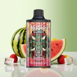 Vapsolo Super 15000 نفخة جهاز تبخير قابل للتخلص بنكهة البطيخ المثلج وحجم السائل 40 مل