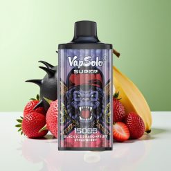 Vapsolo Super 15000 نَفثات تبخير قابل للتخلص بنكهة التنين فروت الفراولة بالثلج الأسود وبطارية 850 مللي أمبير